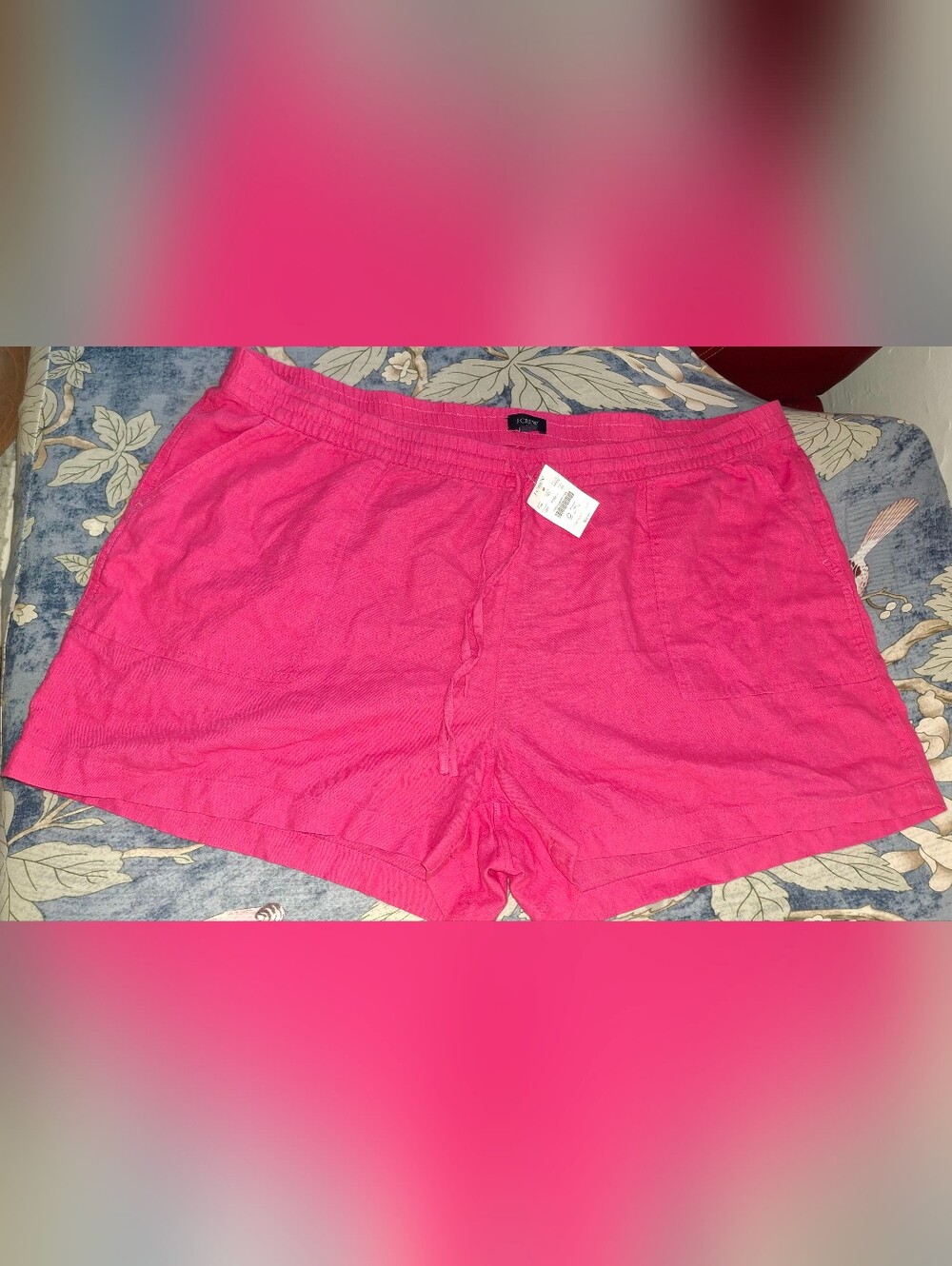 J.Crew 2X Pink Linen Blend Pull-On Shorts $49.50 Elastic Waist NWT